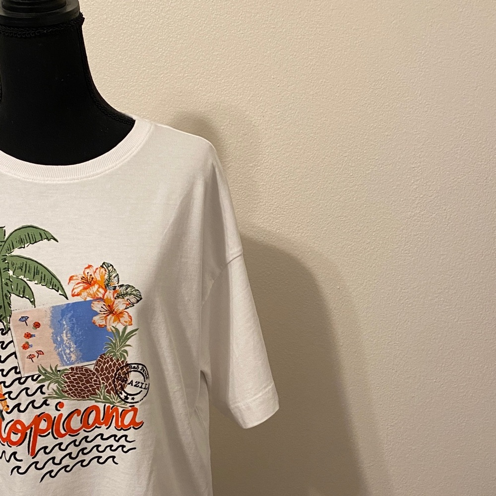 LOFT Cream Graphic Tee